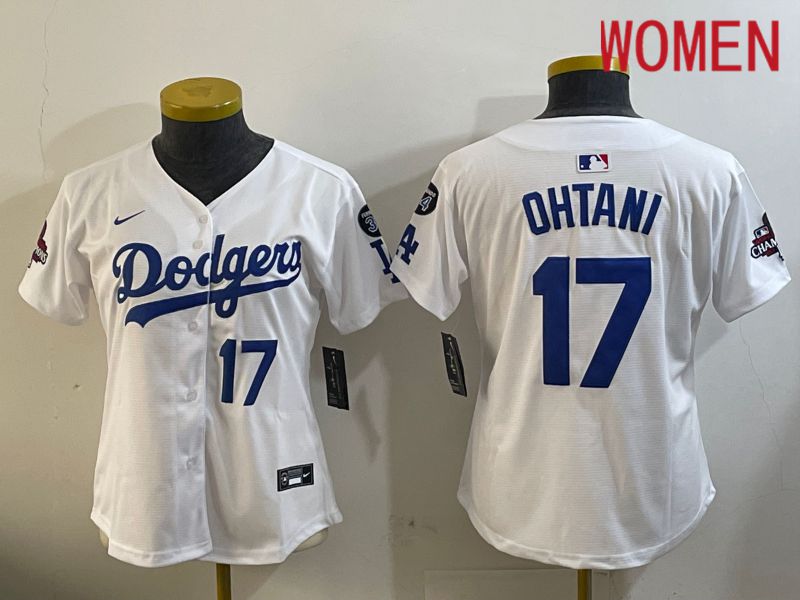 Women Los Angeles Dodgers #17 Ohtani White Game 2024 Nike MLB Jersey style 12097